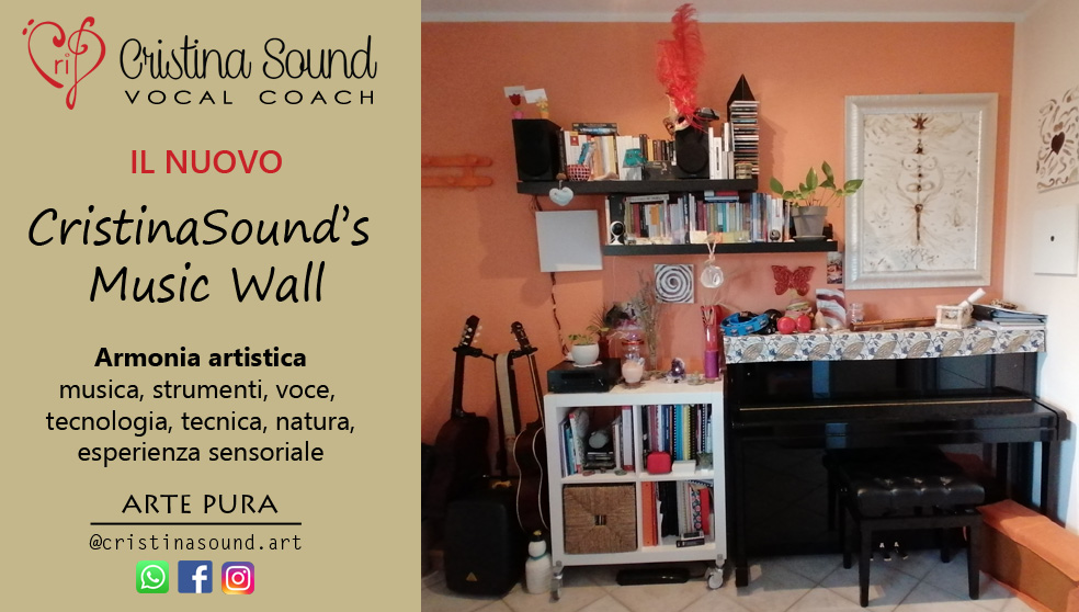 Il nuovo CristinaSound's music wall. Armonia artistica: musica, strumenti, voce, tecnologia, tecnica, natura, esperienza sensoriale. Arte pura. FB e IG @cristinasound.art